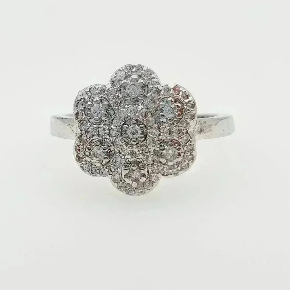 🍁925 Silver Plated Designer Fancy Flower Ring For Woman, GPMB1513